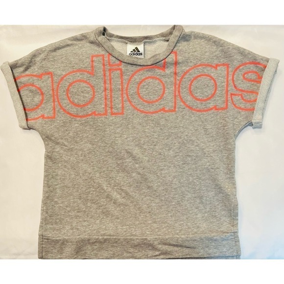 Adidas gray and pink short sleeve sweatshirt, child size M (10/12) - Picture 1 of 7